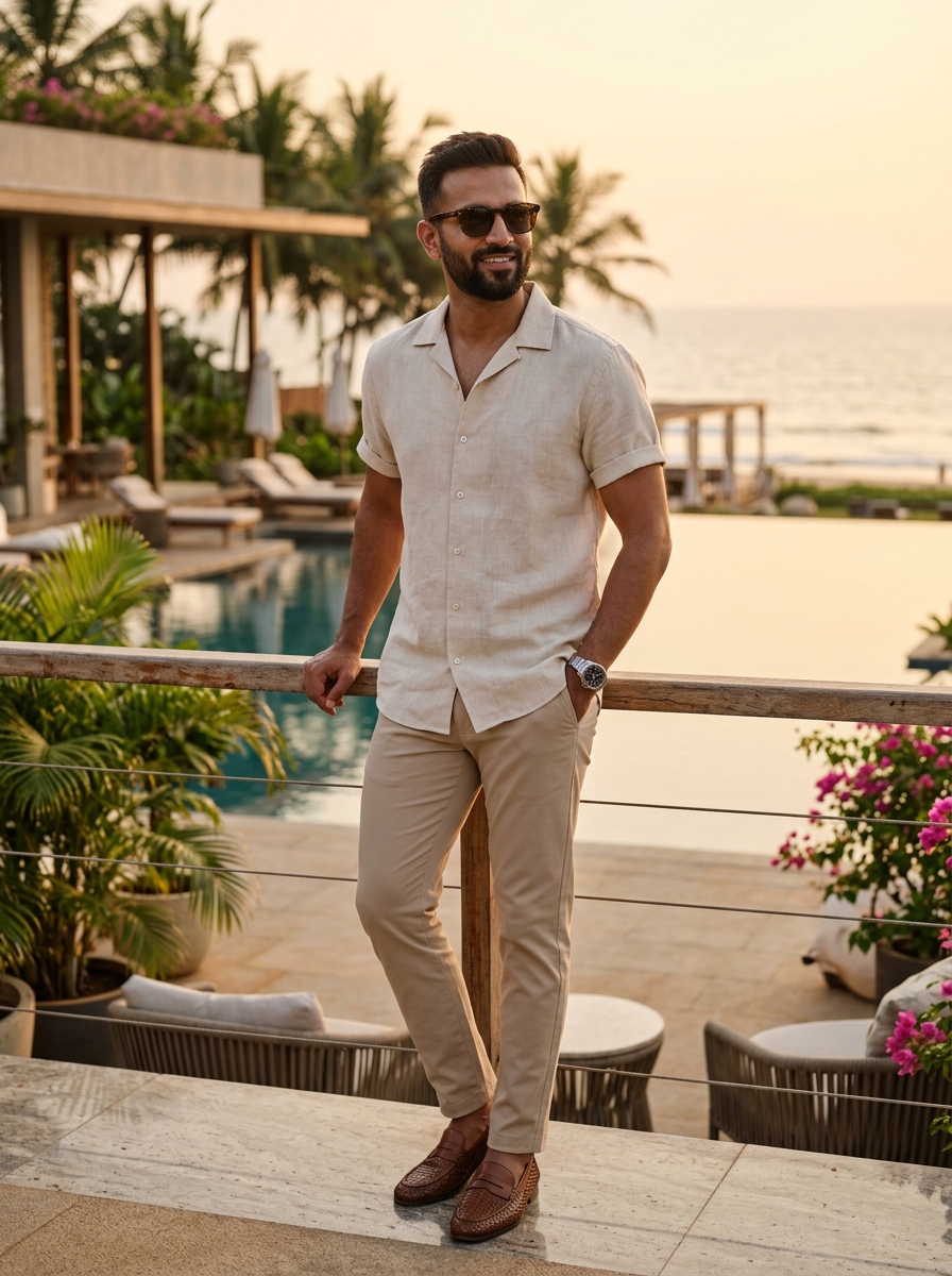 Handcrafted Linen Resort Shirt & Chino Trouser